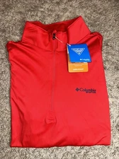 NEW Men's Columbia PFG Deep Waves Red 1/4 Zip Pullover Size Large MSRP $45