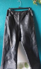Vintage Vakko Sport Women's Size 4 Black Leather Straight Leg Pants