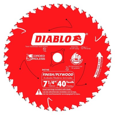 Diablo D0740A 7-1/4'' x 40 ATB Finishing Blade (1 blade)