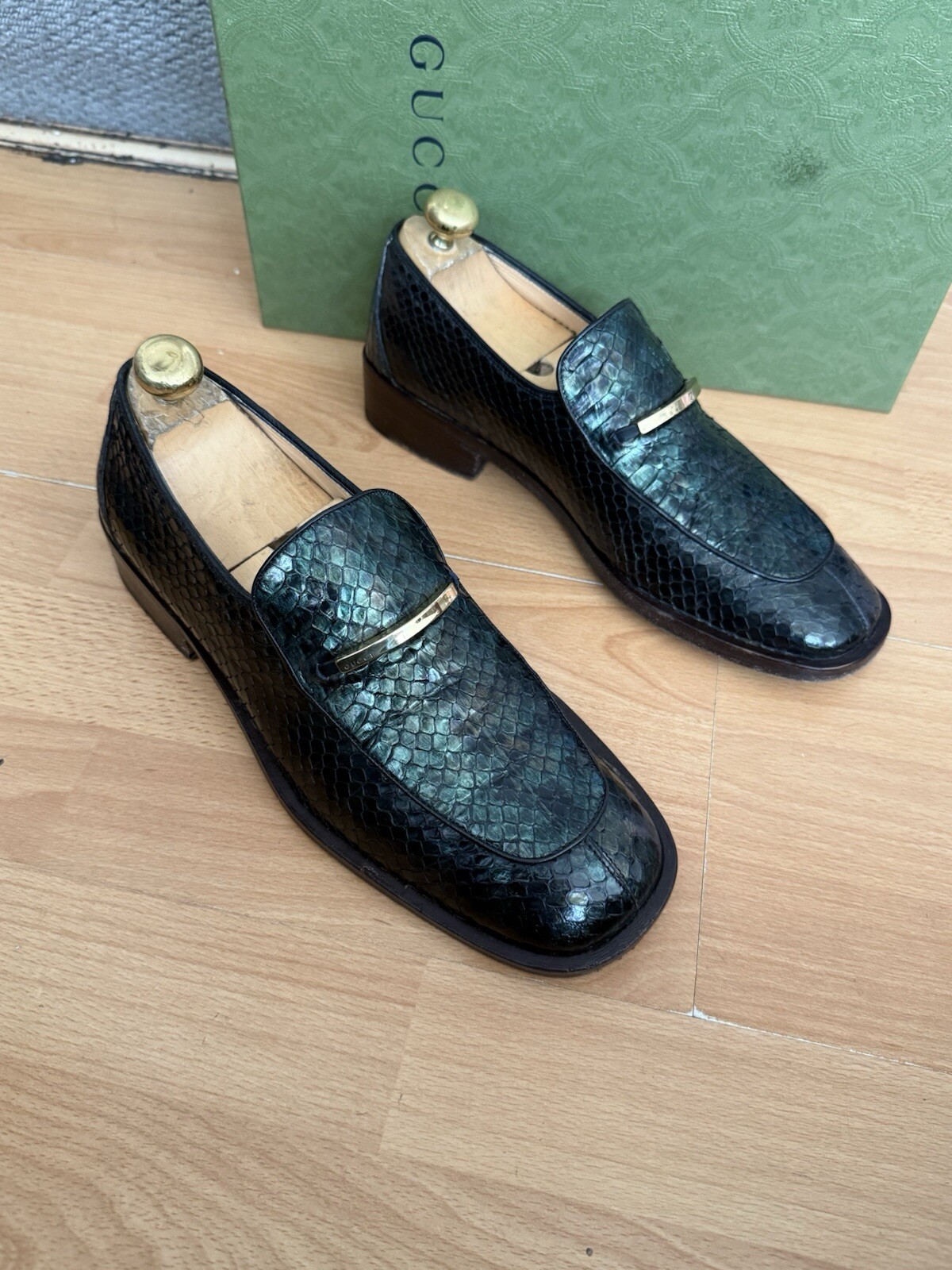 Gucci Python Snake Skin Leather Mens Horsebit Loa… - image 10