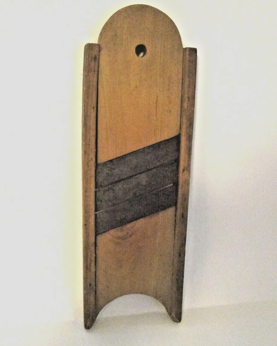 Antique Primitive 3 Blade Wood Kitchen Mandolin Slicer Rustic Decor Display