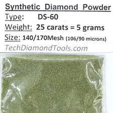 TechDiamondTools Diamond Powder 140 Grit 106-90 Microns, 25 cts = 5 Grams