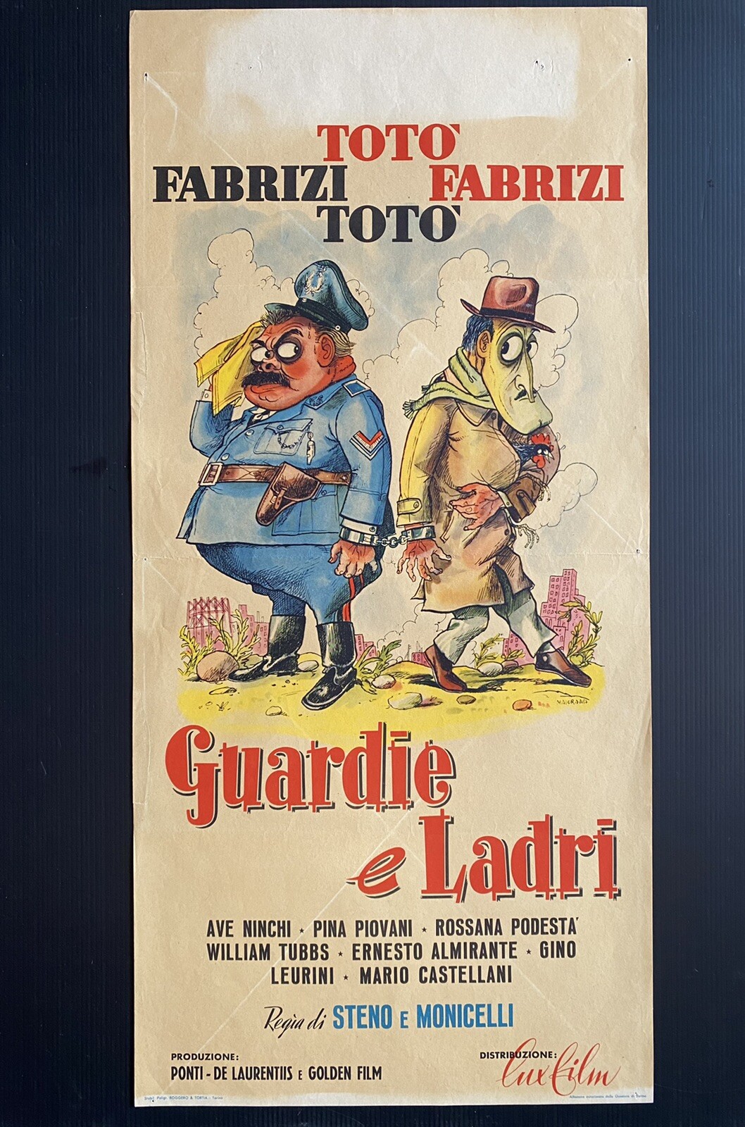 Locandina originale film Guardie e ladri (1951) - Regia di Mario Monicelli, Steno