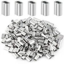 200 Pcs Aluminum Crimping Sleeve 1/16", Cable Ferrule Wire Rope Sleeves Sleeve.