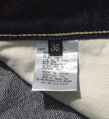 Kapital Men Size 36 Monkey Cisco Selvedge Denim Jeans 14oz Indigo Straight Cut - Picture 3 of 13