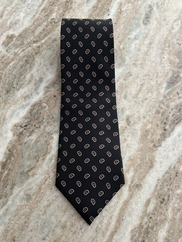 Crooks & Creed London Black Paisley Business Silk Tie Designer