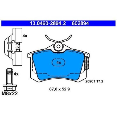ATE Bremsbelagsatz 21013265 Bremsklötze hinten 6C0698451A 1J0698451M