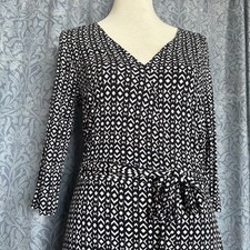Women’s NEXT Black & White Abstract Wrap Style Smart Elegant Dress. Size UK 14