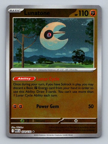 #74 2025 Pokemon Mega Evolution * Lunatone REVERSE Holo