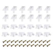 30Pcs 12x11x12mm Nylon Shelf Right Angle Brackets with Screws (White)