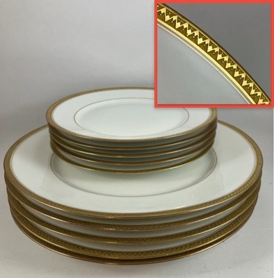 CMC Limoges M.F. & Co Chicago Gold Trim 5 Salad + 5 Dinner Plates [10 pcs total]