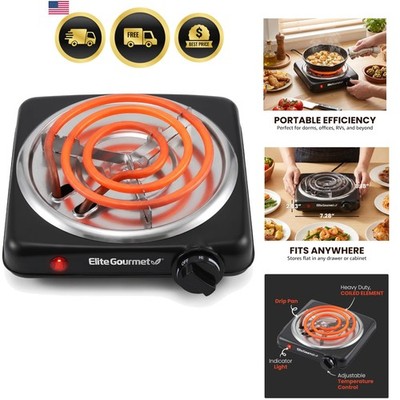 Electric Single Burner, 1000W Portable Coil Hot Plate with Adjustable Tempera...