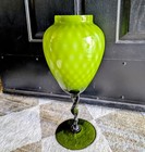 Vintage HAND MADE IN Italy Green Pedestal Glass Apothecary Jar Twist Stem MCM 14 — photo 2