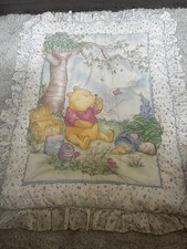 Vintage Disney Classic Winnie The Pooh Ruffled Baby Blanket/Comforter