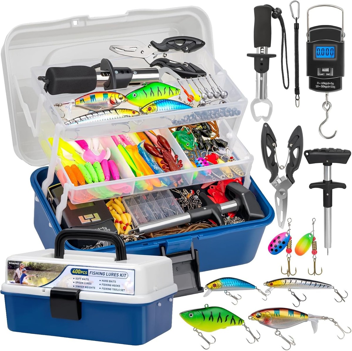 beginner tackle box lures 400PCS Set Fishing Tackle Box Full loaded Accessories Hooks Lures Baits  Worms US