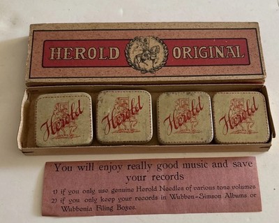 Antique Germany Herold Advertising Tin Box Gramophone Needle Case 4