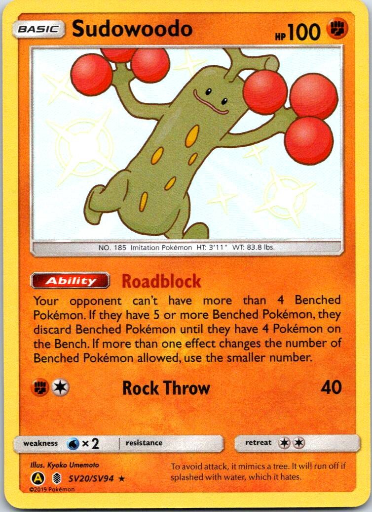 Sudowoodo Shiny Holo Rare Hidden Fates: Shiny Vault SV20/SV94 NM