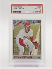 TONY TAYLOR 1966 TOPPS BASEBALL PHILADELPHIA PHILLIES #585 PSA 8 Q7113