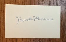 Bucky Harris autographed index card-Baseball Hall Of Fame Senators, Tigers