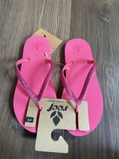 Reef Stargazer Flip Flop Girl's 4/5 Hot Pink with Sparkly Glitter NWT Sandals