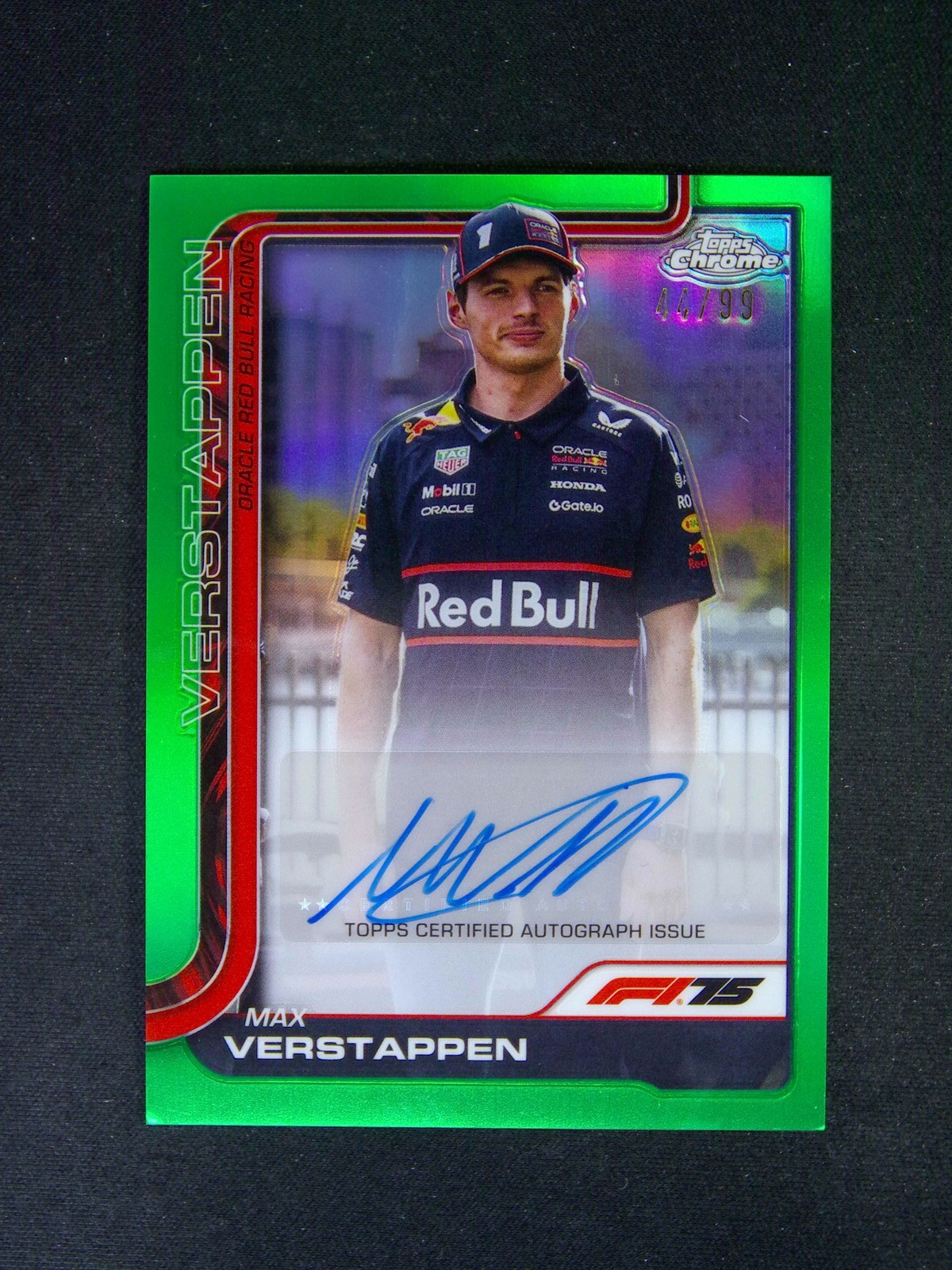 2025 Topps Chrome F1 Max Verstappen Auto Green Refractoor /99