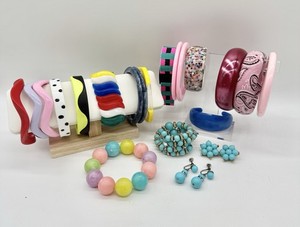 Plastic Bracelet Lot ~ Cuff Bangle Stretch Skinny Chunky Various Colors Vintage