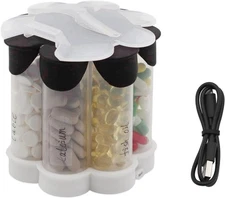 Heatable Supplement Pill Dispenser w/ Desiccant, Monster Organizer 7 Compartment