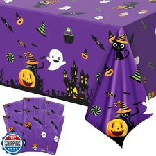 Remerry 6 Pieces Halloween Tablecloth Disposable Plastic Tableclo