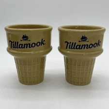 Tillamook Ice Cream Cone Cups Bowls Ceramic 4.5” Set Of 2
