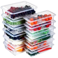 12 Packs Food Storage Containers for Fridge Plastic Refrigerator Organizers w...