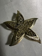 Vintage Gold Tone Filigree Starfish Brooch Pin Textured Star Sea Life 2.25  22g