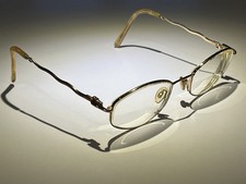 Vintage Sophia Loren Eyeglass Frames M98 Gold Tone Oval Frame Squiggle Arms VTG