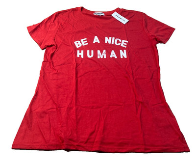 Anthropologie Erin & Sara Sub Urban Riot Be A Nice Human Short Sleeve Tee S NWT