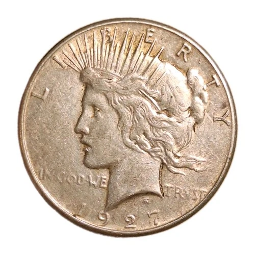 Tougher Date 1927-S Peace Silver Dollar 90% Silver Nice VF+ Details Graffiti Rev