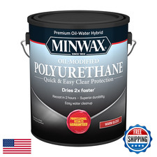 Minwax Water Based Oil-Modified Polyurethane, Warm Gloss, Clear, 1 Gallon Minwax Water Based Oil-Modified Polyurethane, Warm Gloss, Clear, 1 Gallon - Image 1