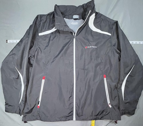 Audi Sport Jacket Mens XXL Gray Full Zip Windbreaker Racing Automotive Outdoor