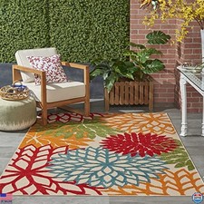 Nourison Aloha 5'3" x 7'5" Tropical Green Area Rug - Indoor/Outdoor, Easy Clean