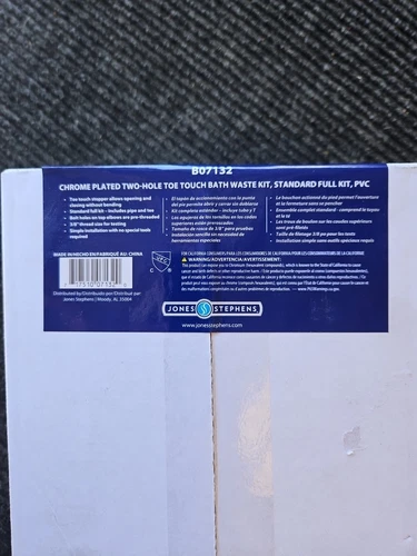 JONES STEPHENS Toe Touch White Plastic Tubular 2-Hole Bath Waste Drain Kit - Picture 2 of 3