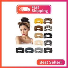 Huachi 12 Pack Bow Headbands for Women Elastic Headwraps Hair Band Knotted Headb
