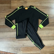WISPR Women’s Knit Lounge Set Small Black Neon Green Sweater Jogger Pants #31822