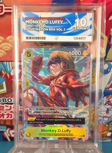 Bandai One Piece Monkey.D.Luffy OP07-109 Character SR Foil - ACE 10 Graded