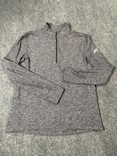 Flywheel Shirt Mens Medium Gray Quarter Zip Pullover Athletic FLY Logo