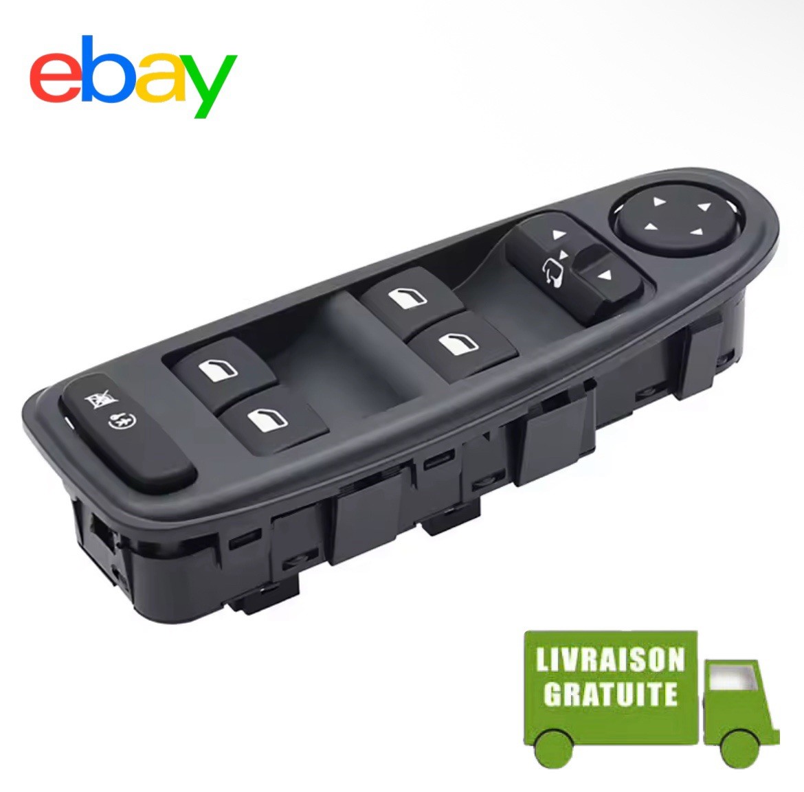 Commande lève-vitre pour Citroën C4 Grand Picasso 2006-2013 bloc avant gauche noir