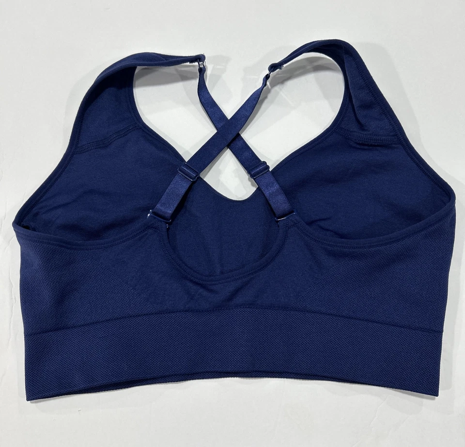 Sujetador deportivo Puma para mujer grande atlético azul Top gimnasio correr acolchado ajustable Foto 4 de 4