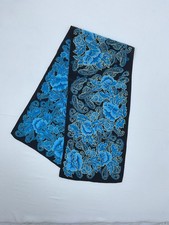 SPECIALITY HOUSE women  s Silk Scarf W Gorgeous Floral Print In Blue 50"/11"E.CON