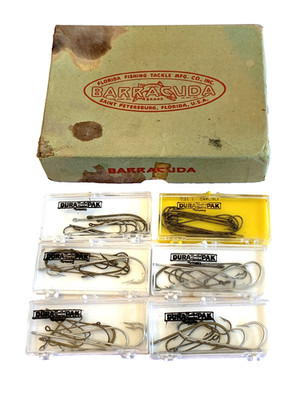 6 Vintage DURA PAK MUSTAD HOOKS NORWAY Fishing Hook Packs 5 Assorted 1 Size #1