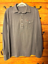 Criquet Men's Gray Long Sleeve Polo Shirt Size M 100 Organic Cotton Fall