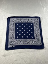 Vintage Paris Bandana Handkerchief Navy Paisley All Cotton Made USA 90s