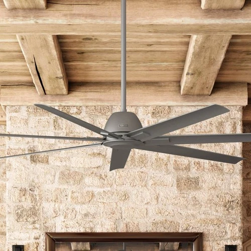 72" Hunter Downtown Matte Silver Outdoor Ceiling Fan with Wall Control - Picture 1 of 8
