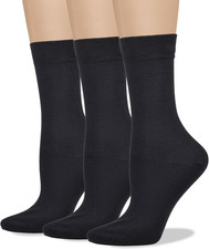 Women's Soft Combed Cotton Dress Socks Seamless Toe Black White Gray Navy Blue B